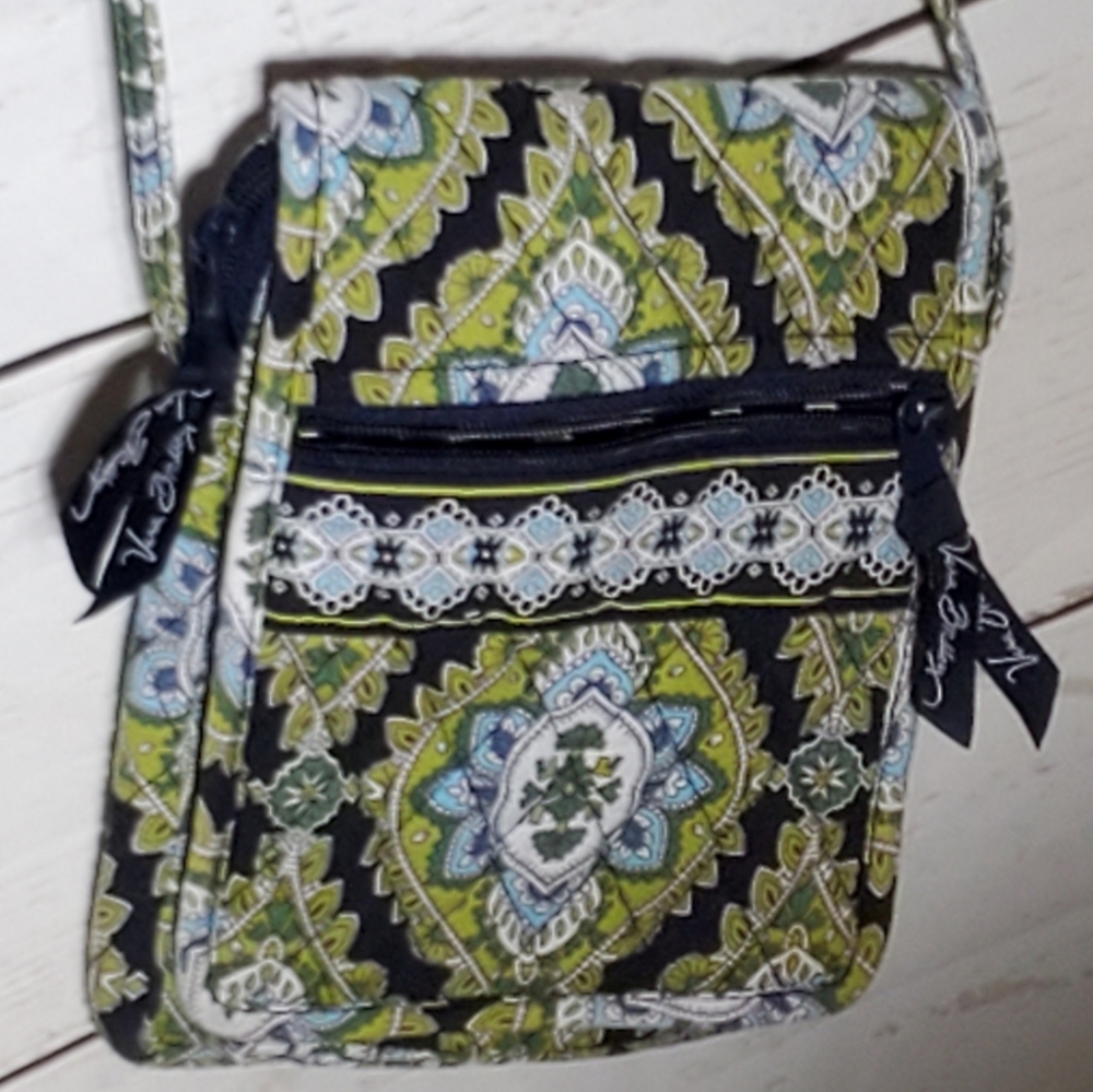 Vera Bradley quilted crossbody bag 2007 Cambridge pattern blue and green